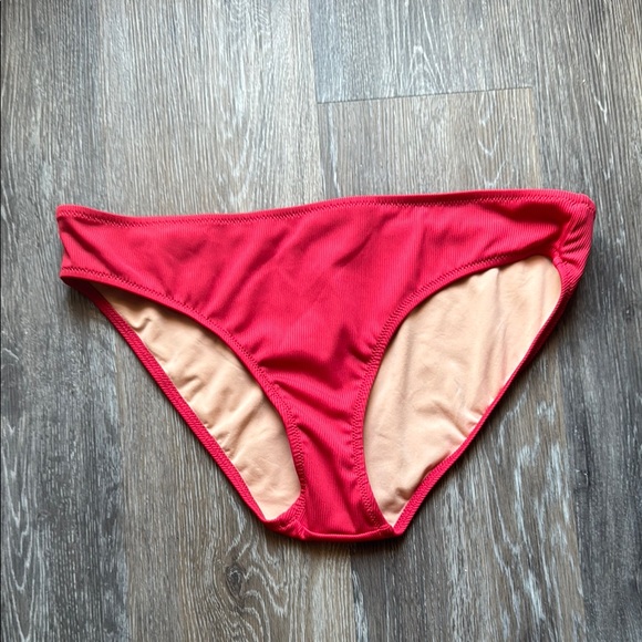 Madewell Other - Madewell Red Pink Ribbed Bikini Bottoms Classic Swim Suit XL